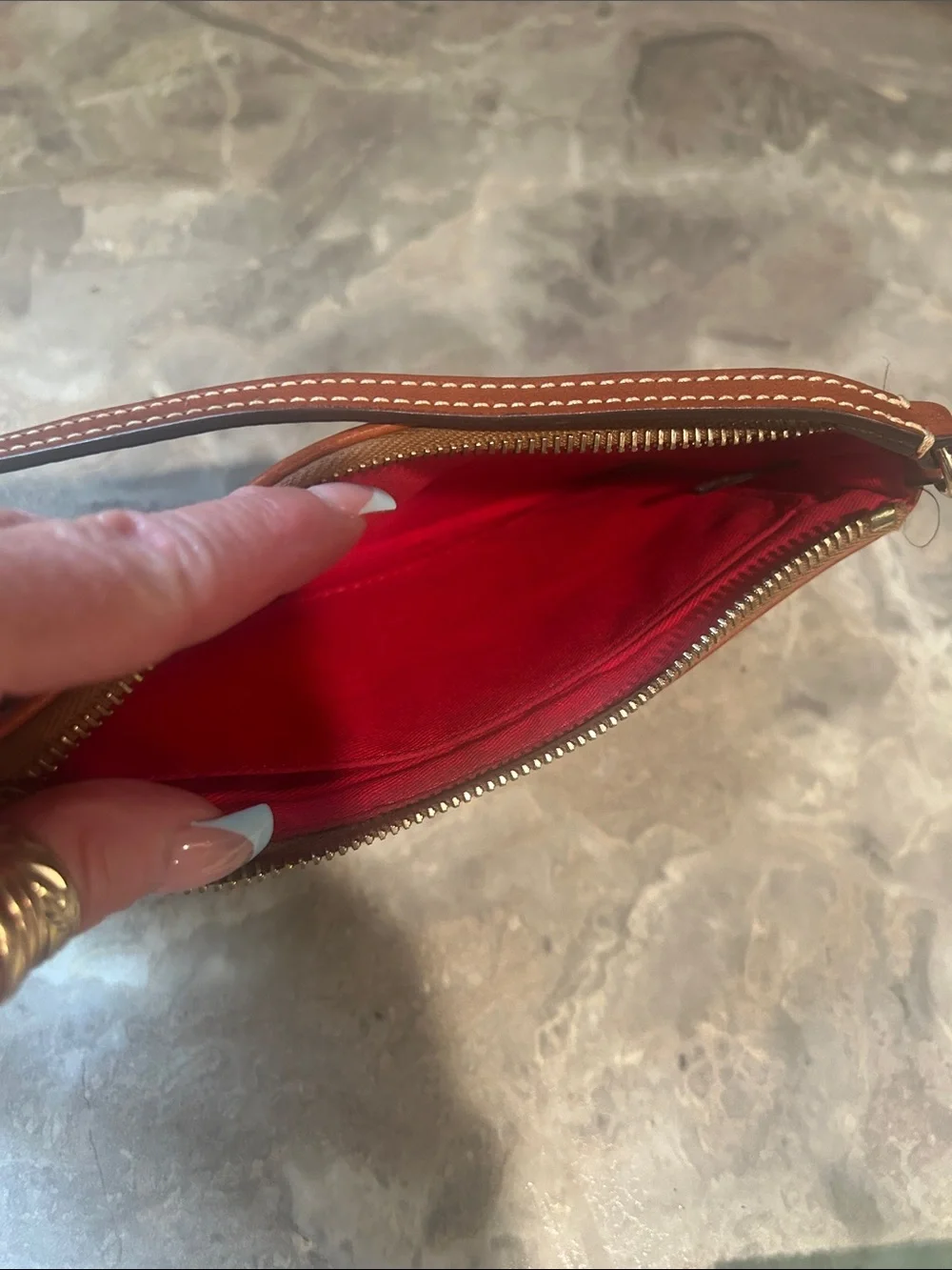 Dooney & Bourke Black and Brown Leather Wristlet Pouch